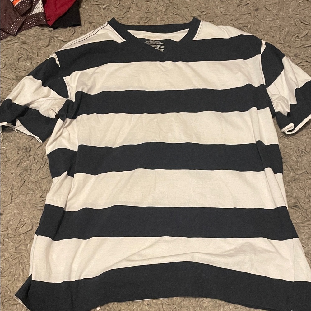 No Boundaries Black and White Striped Tee